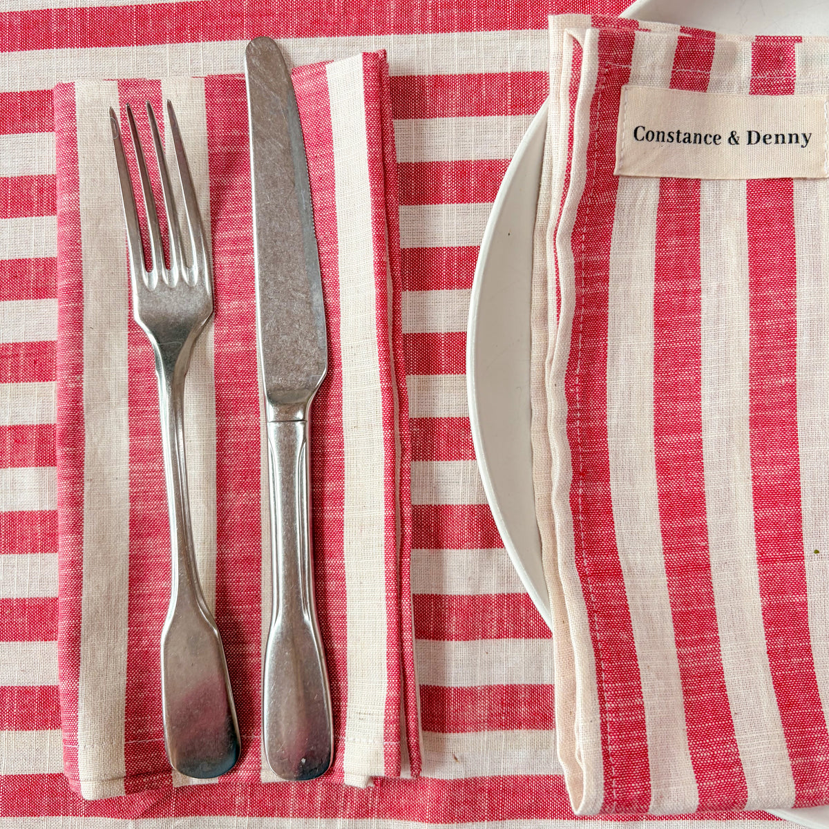 NEW WOVEN CLAY STRIPE TABLECLOTH – 100% Cotton