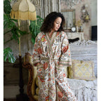 Floral Peach Waffle Dressing Gown