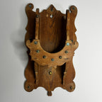 Antique Brass Mortar and Pestle on a Carved Wooden Wall Bracket