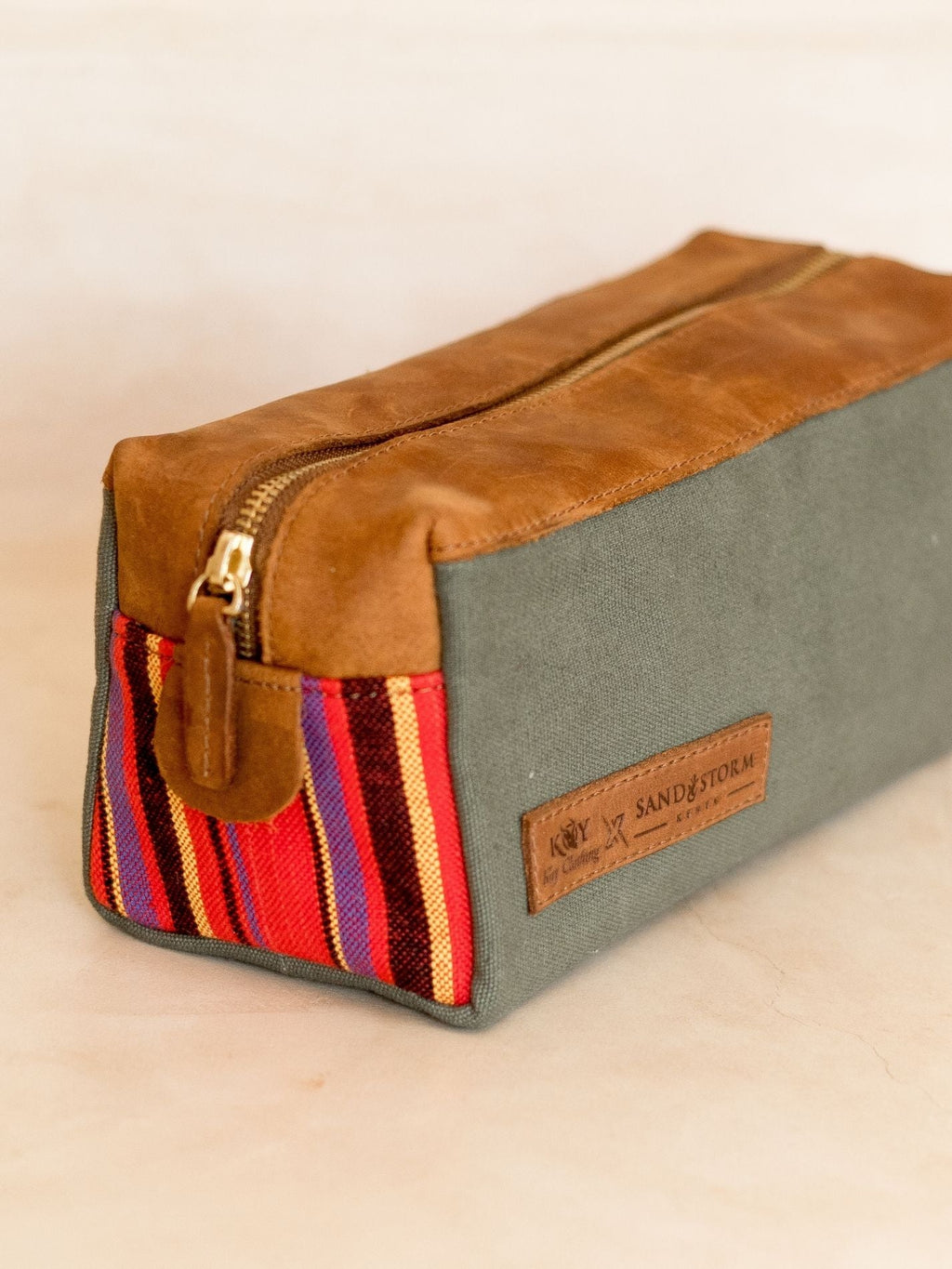 Canvas Safari Washbag - Khaki Green