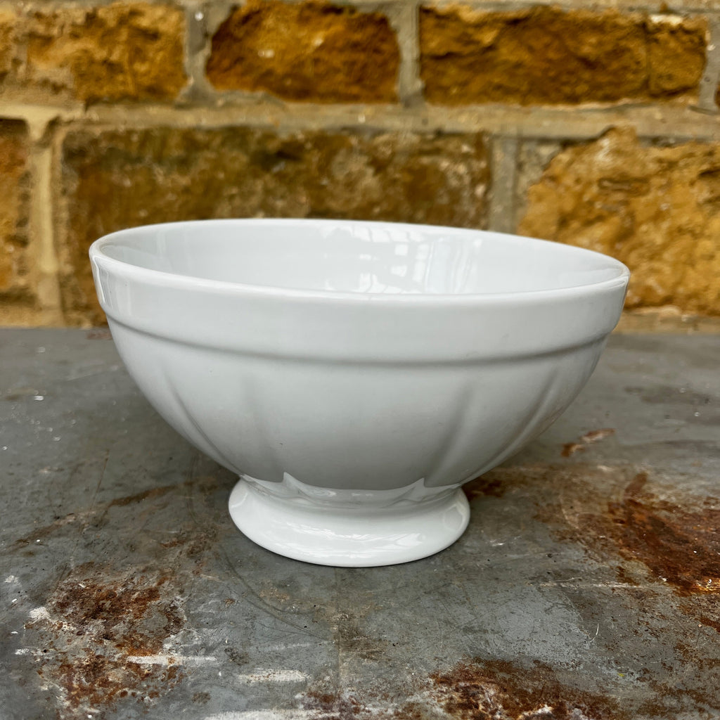 Small Vintage Ribbed Ceramic Cafe au Lait Bowl by Apilco