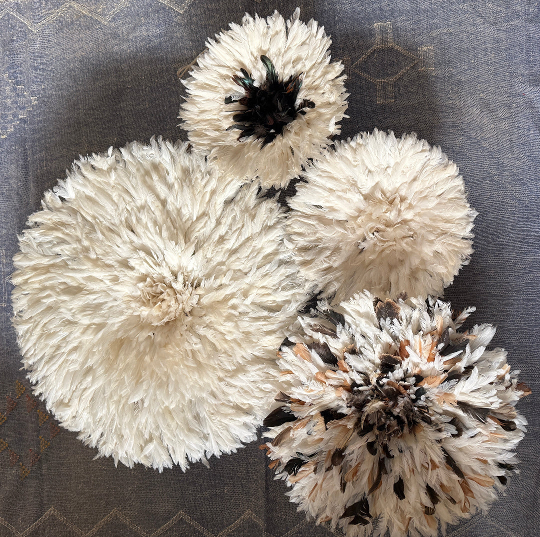 AUTHENTIC JUJU HAT FROM CAMEROON. SOLID WHITE.