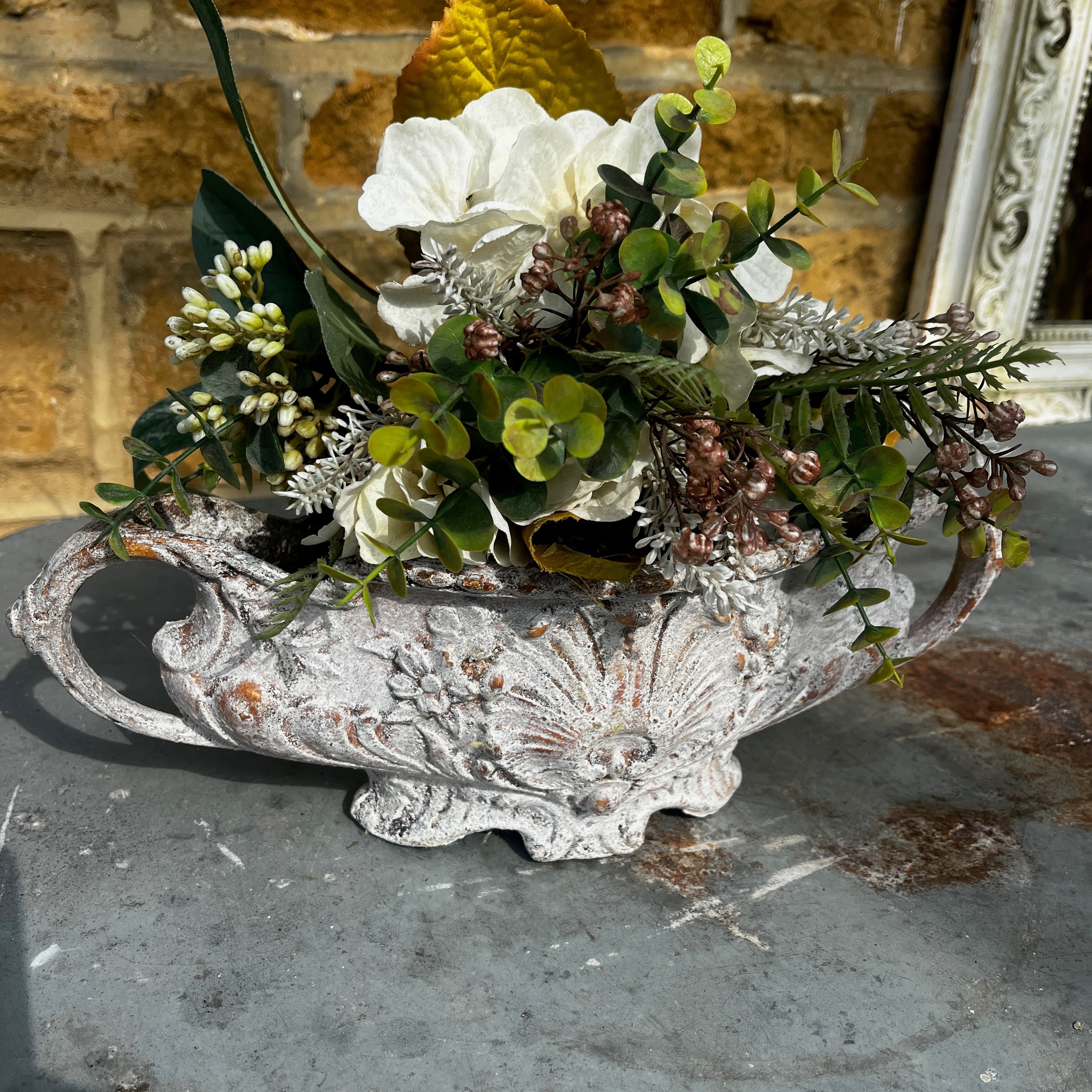 Antique Rococo-style Cast Iron Jardiniere with Handles