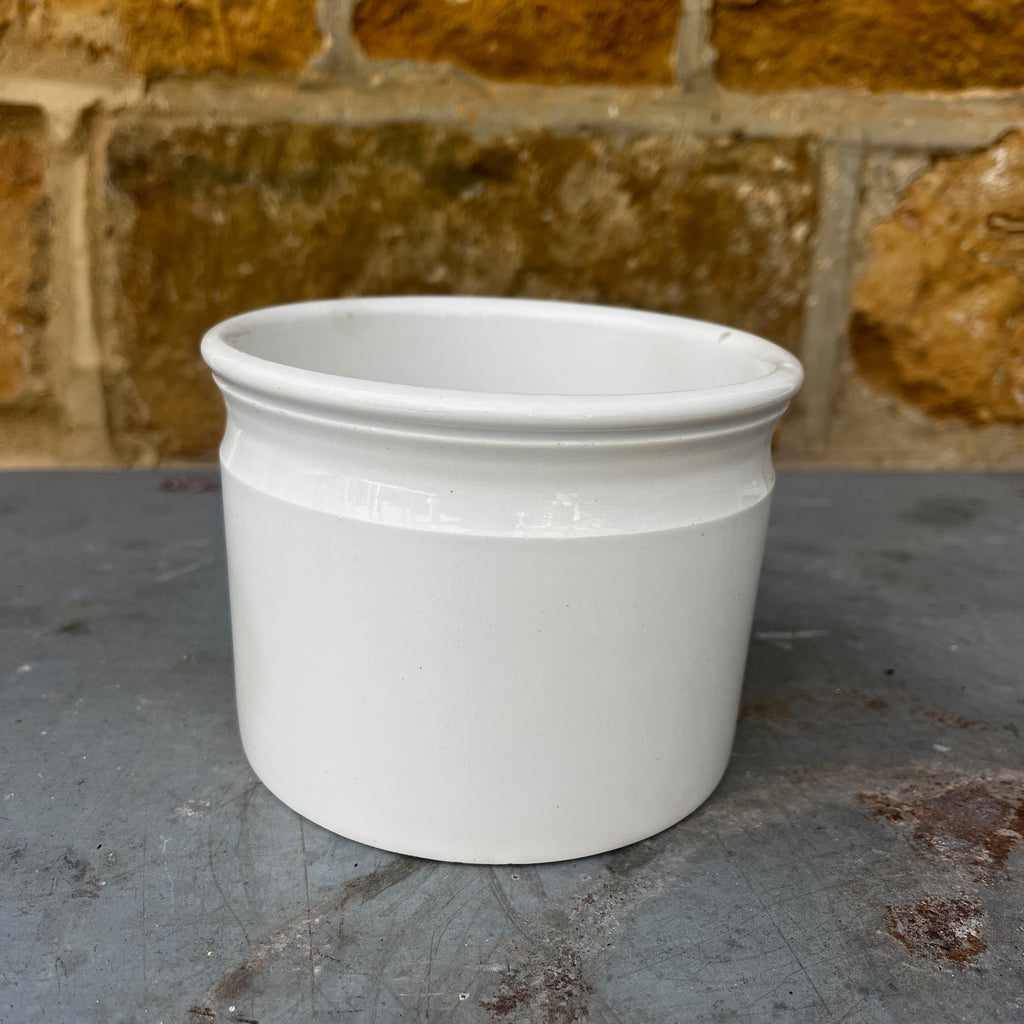Vintage French White Earthenware Pot by Digoin & Sarreguemines