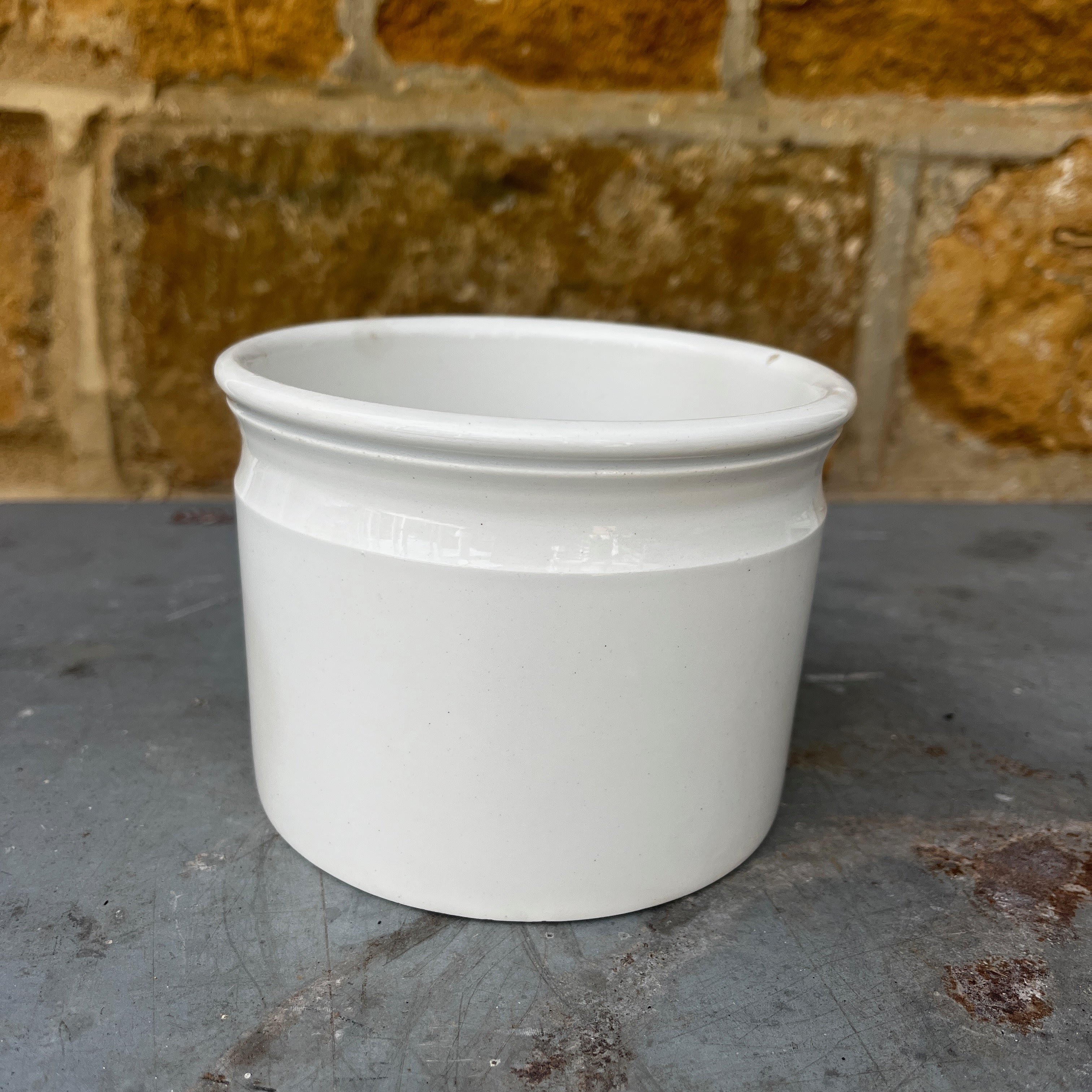 Vintage French White Earthenware Pot by Digoin & Sarreguemines