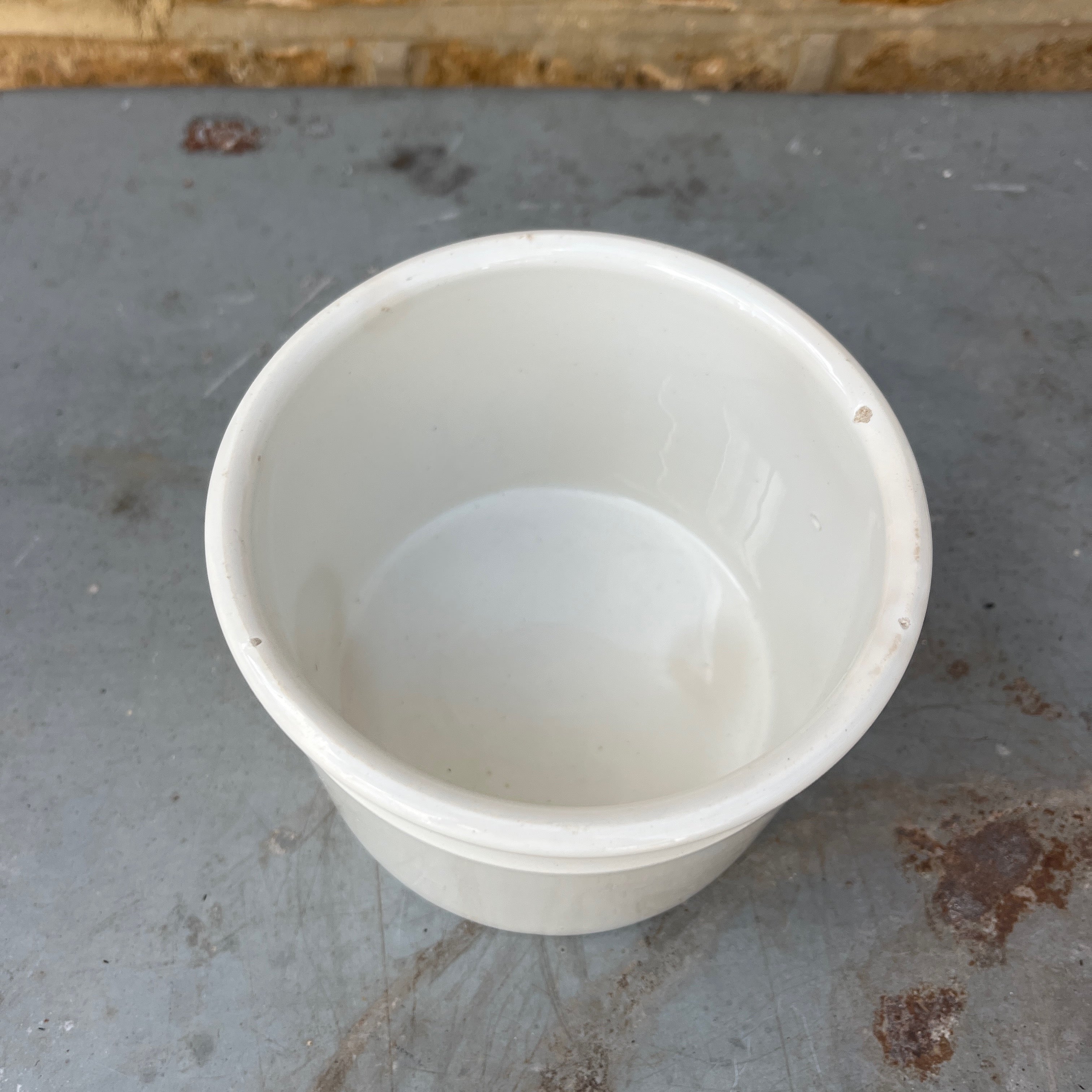 Vintage French White Earthenware Pot by Digoin & Sarreguemines