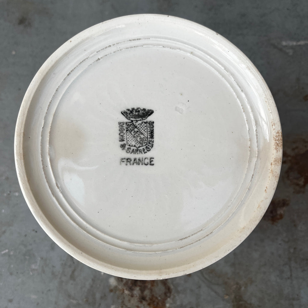 Vintage French White Earthenware Pot by Digoin & Sarreguemines