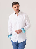 White Linen Shirt - Button Down Collar
