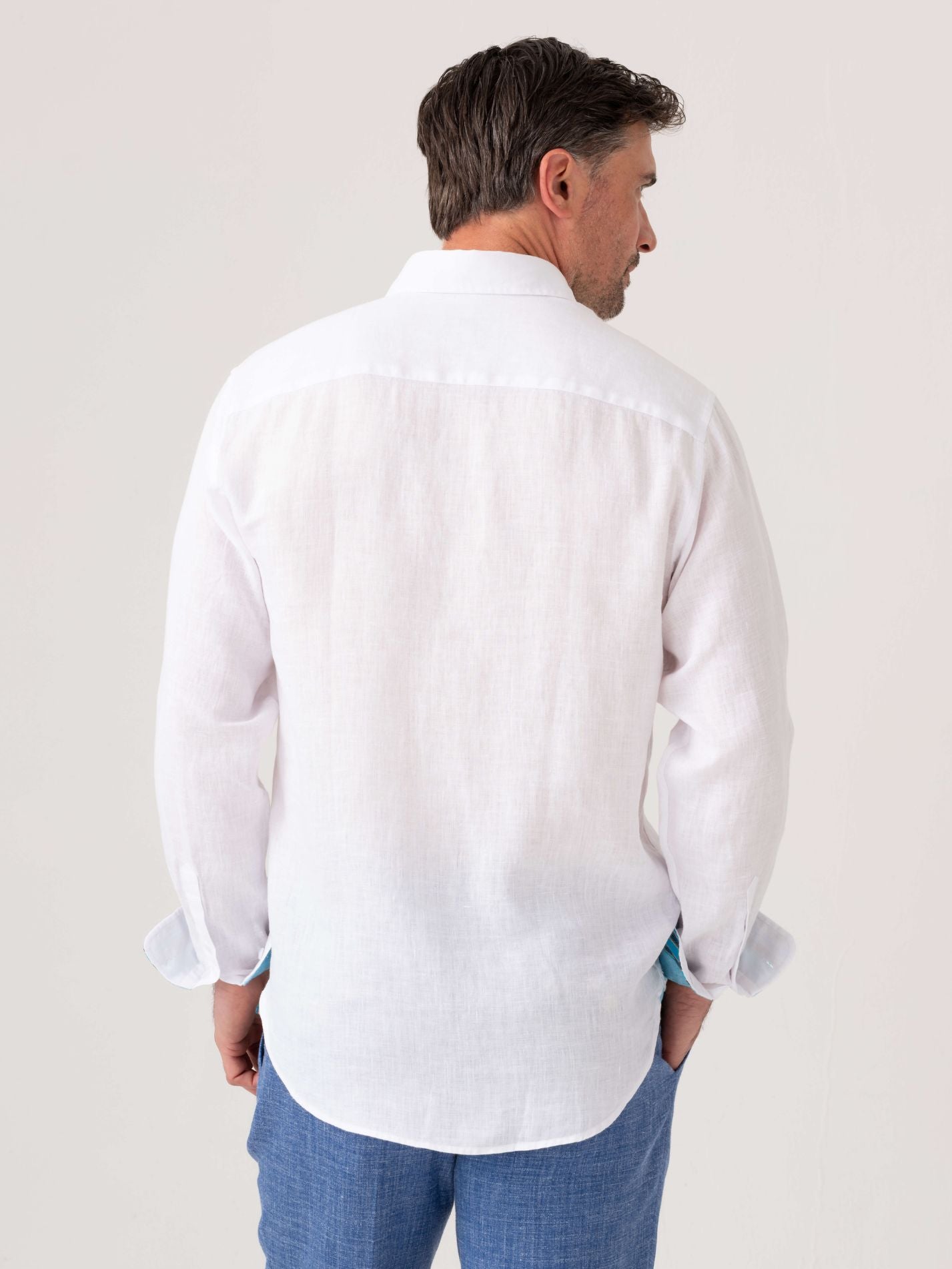 White Linen Shirt - Button Down Collar