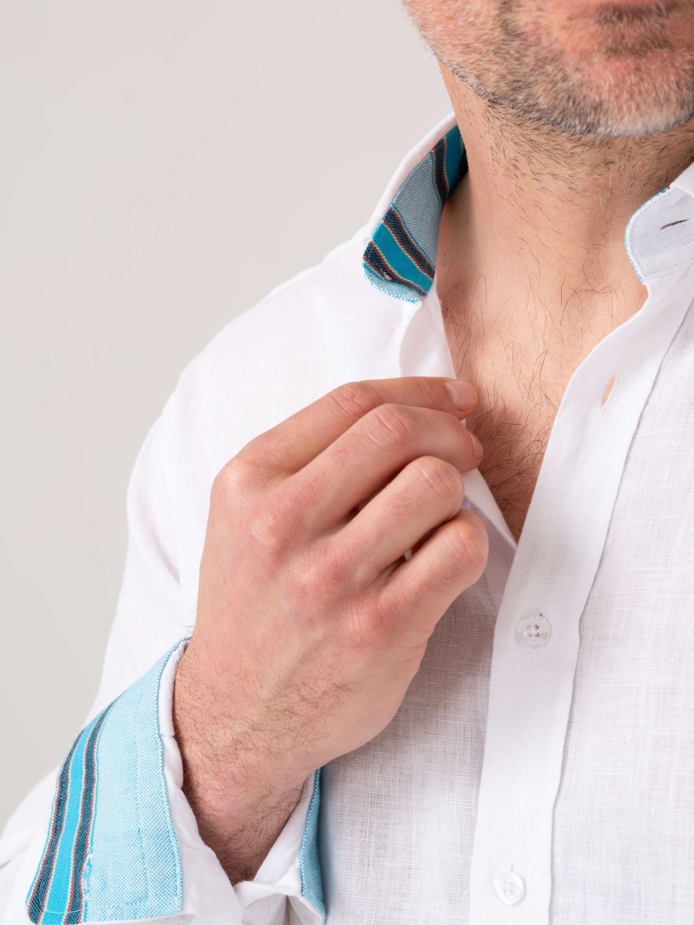 White Linen Shirt - Button Down Collar