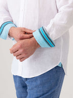 White Linen Shirt - Button Down Collar