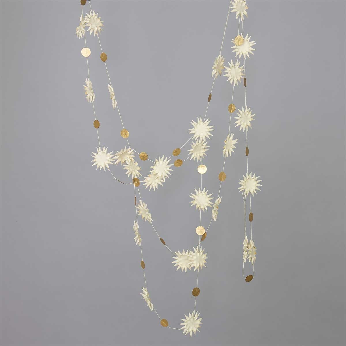White & Gold Mini Star Garland - Fair Trade | 3Mtr