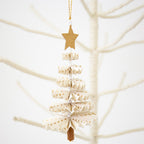 White & Gold Paper Fan Christmas Tree Decoration, Fair Trade