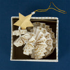 White & Gold Paper Fan Christmas Tree Decoration, Fair Trade