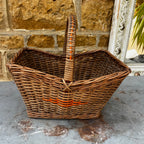 Vintage Wicker Basket with Orange Detailing