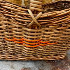 Vintage Wicker Basket with Orange Detailing