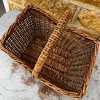 Vintage Wicker Basket with Orange Detailing