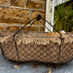 Large Vintage French Wire Basket with Hessian lining