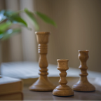 Wooden Set of 3 Chime Candleholders with Candles | Gift Set