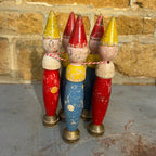 A Set of Five Vintage Hand-Painted Wooden Folk-Art Skittles