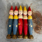 A Set of Five Vintage Hand-Painted Wooden Folk-Art Skittles