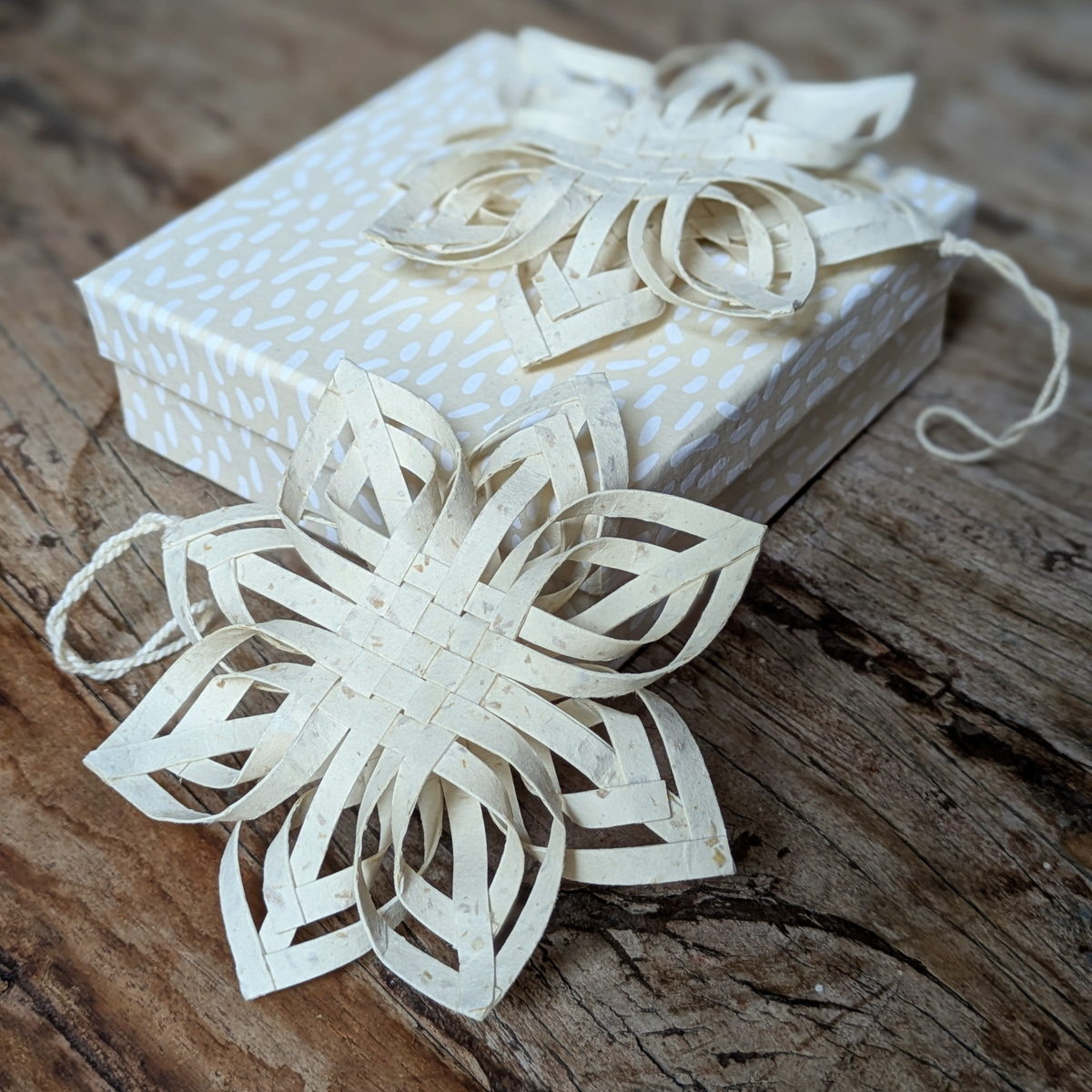 Woven Paper Star Christmas Decoration | Fair-Trade, Set of 2