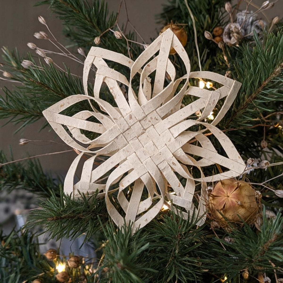 Woven Paper Star Christmas Decoration | Fair-Trade, Set of 2