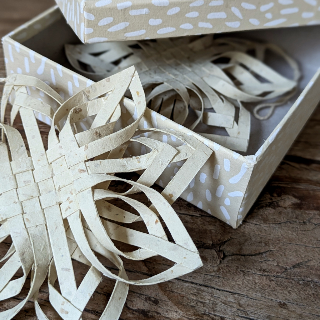 Woven Paper Star Christmas Decoration | Fair-Trade, Set of 2