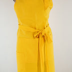 Large Yellow cook's apron, dyed vintage French linen