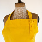 Large Yellow cook's apron, dyed vintage French linen