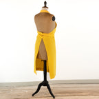 Large Yellow cook's apron, dyed vintage French linen