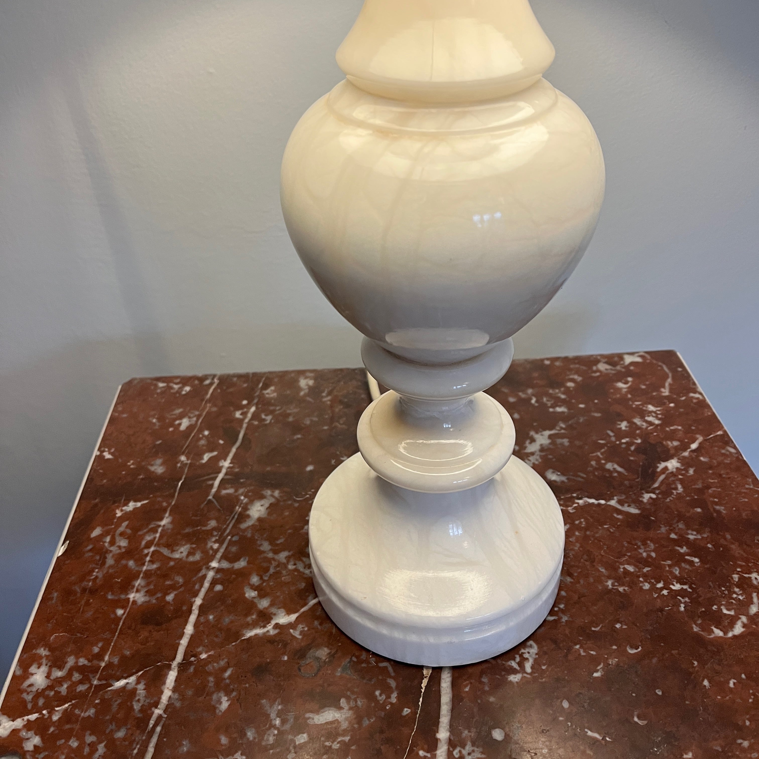 Alabaster Lamp with Handmade Faux Silk Shade