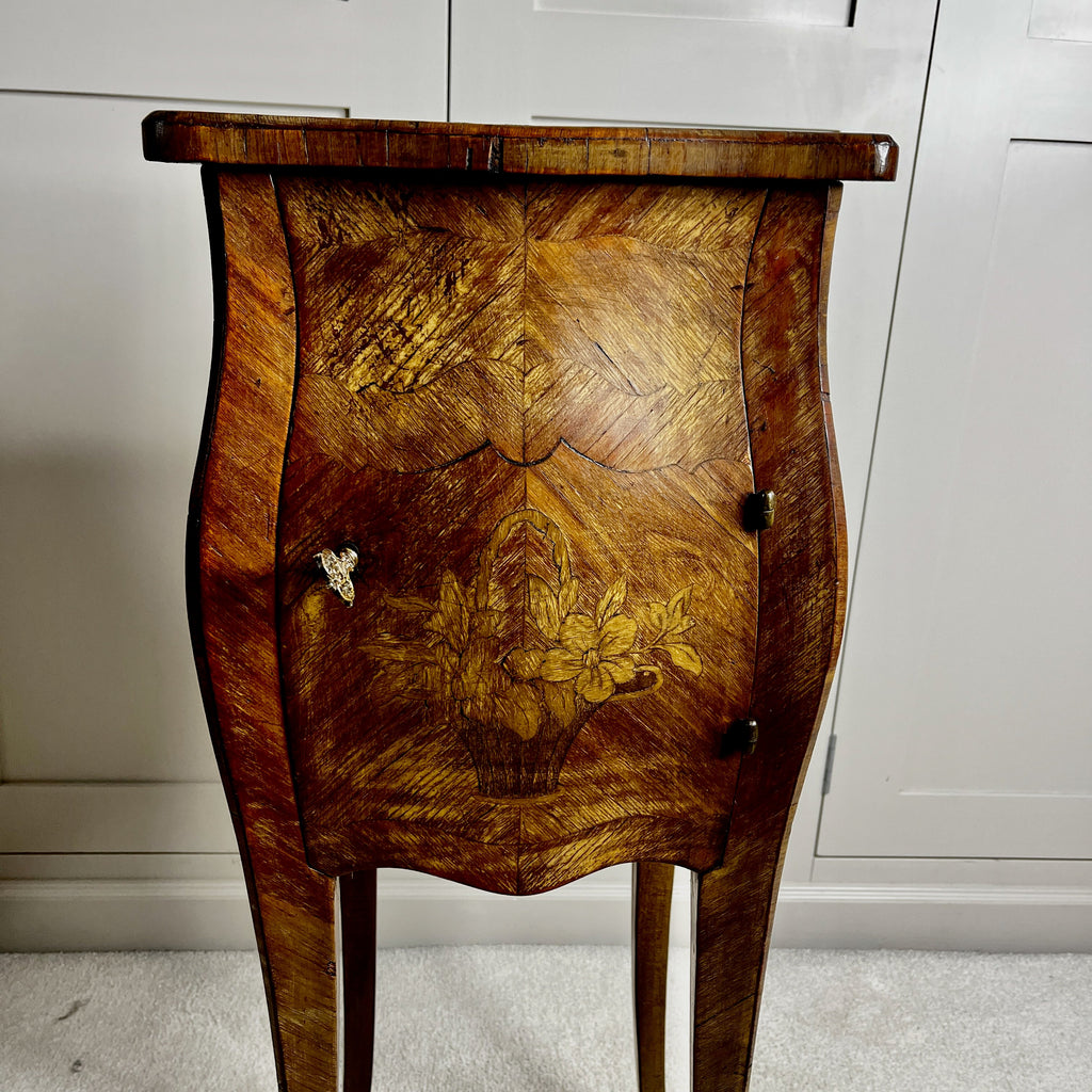Antique Louis XV style Petit Bombe Cabinet / Bedside Table with 4 drawers inside
