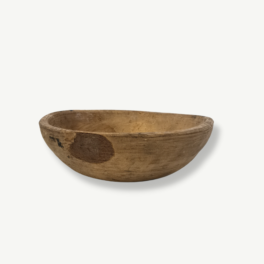 Primitive Inscribed Antique Swedish Bowls | Set of 2