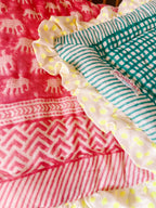 BABY ESTHA REVERSIBLE BLOCK PRINT BABY QUILT | PINK