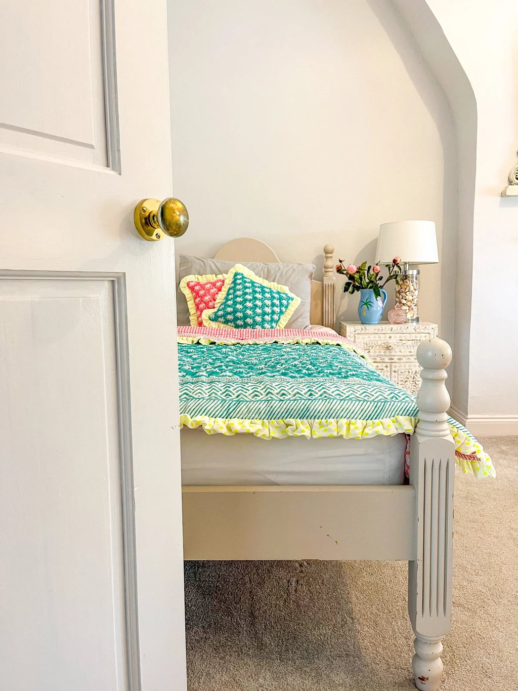 BABY ESTHA REVERSIBLE BLOCK PRINT BABY QUILT | TURQUOISE