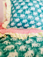 BABY ESTHA REVERSIBLE BLOCK PRINT BABY QUILT | TURQUOISE