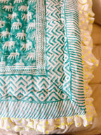 BABY ESTHA REVERSIBLE BLOCK PRINT BABY QUILT | TURQUOISE