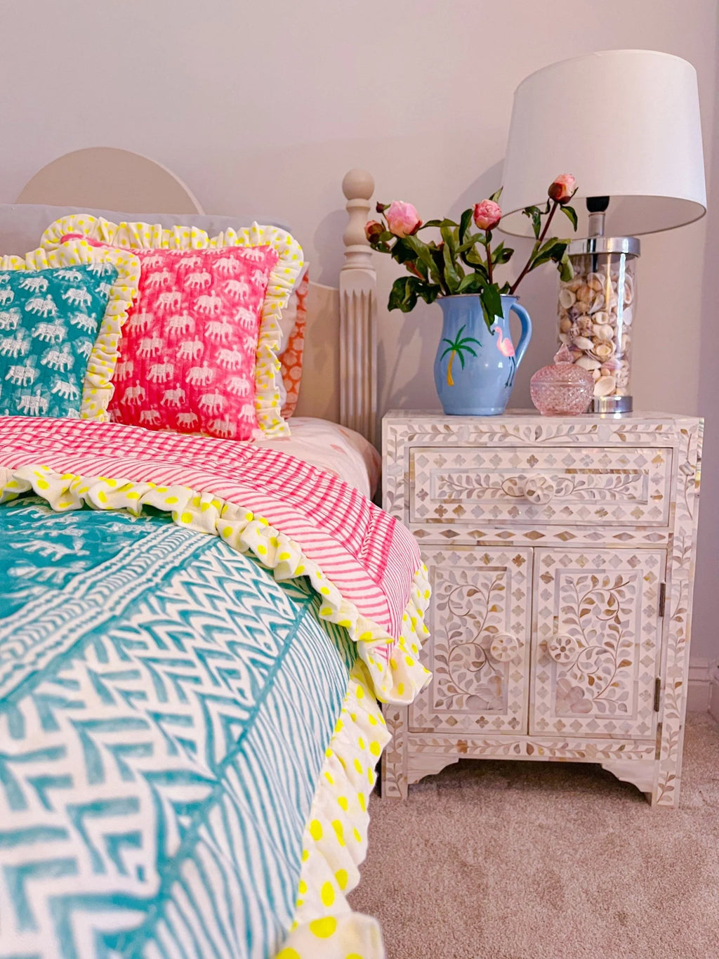 BABY ESTHA REVERSIBLE BLOCK PRINT BABY QUILT | TURQUOISE