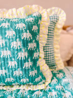BABY ESTHA QUILTED RUFFLE CUSHION | TURQUOISE