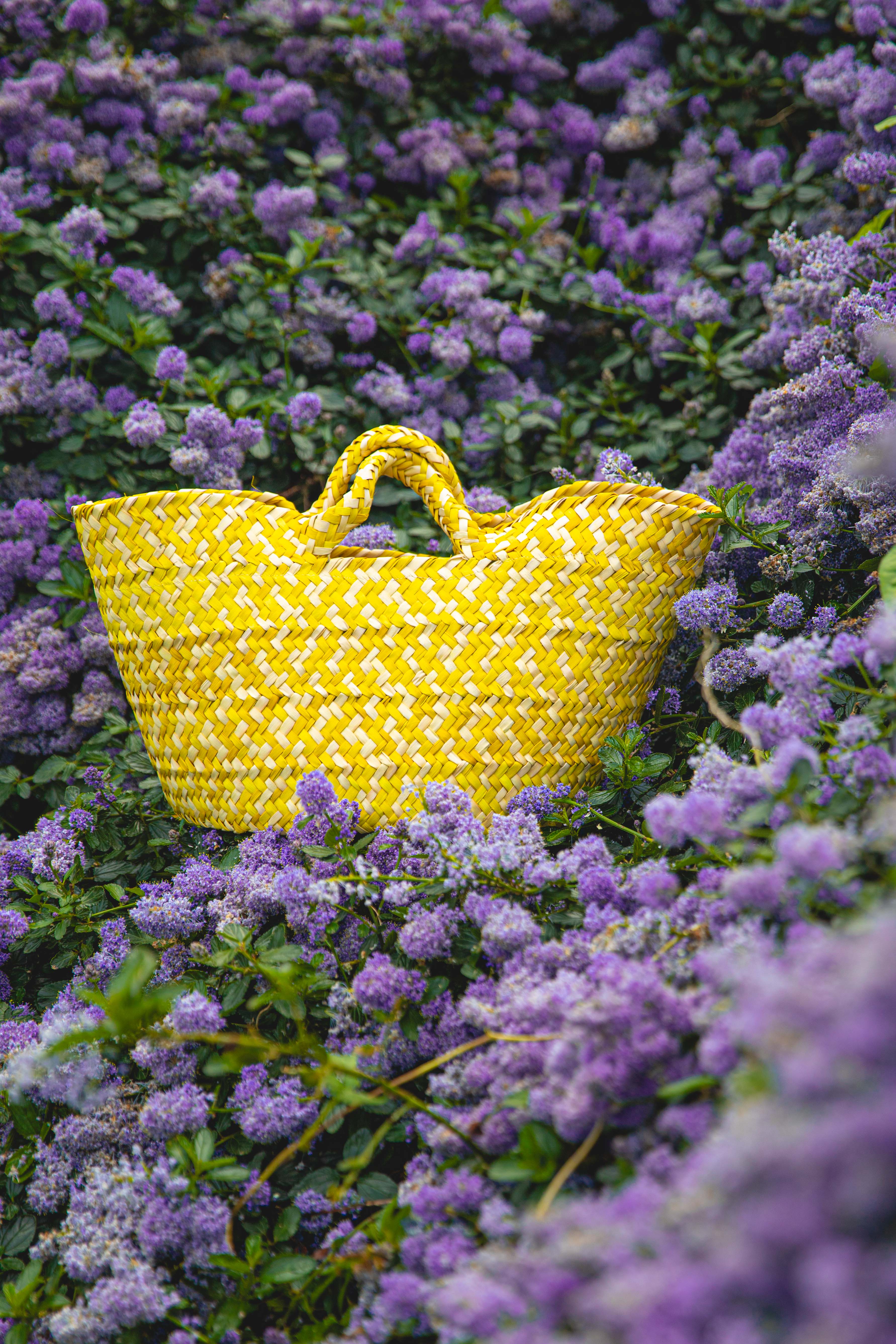 Large Woven Palm Fiber Basket – Lemon Yellow