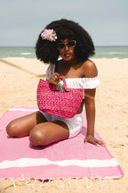 Woven Basket Bag - Sidi Bou | Pink and Red