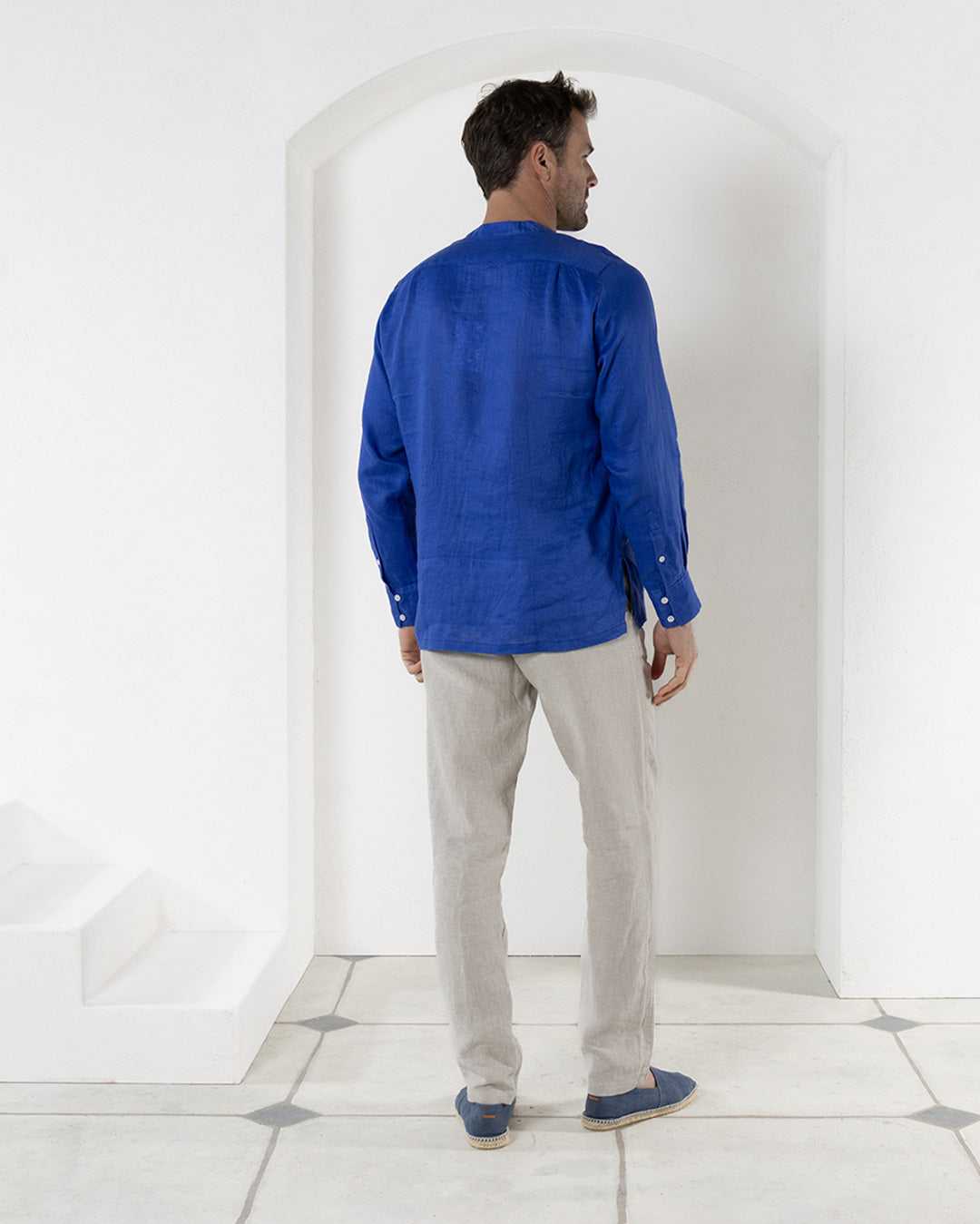 Linen Collarless Shirt