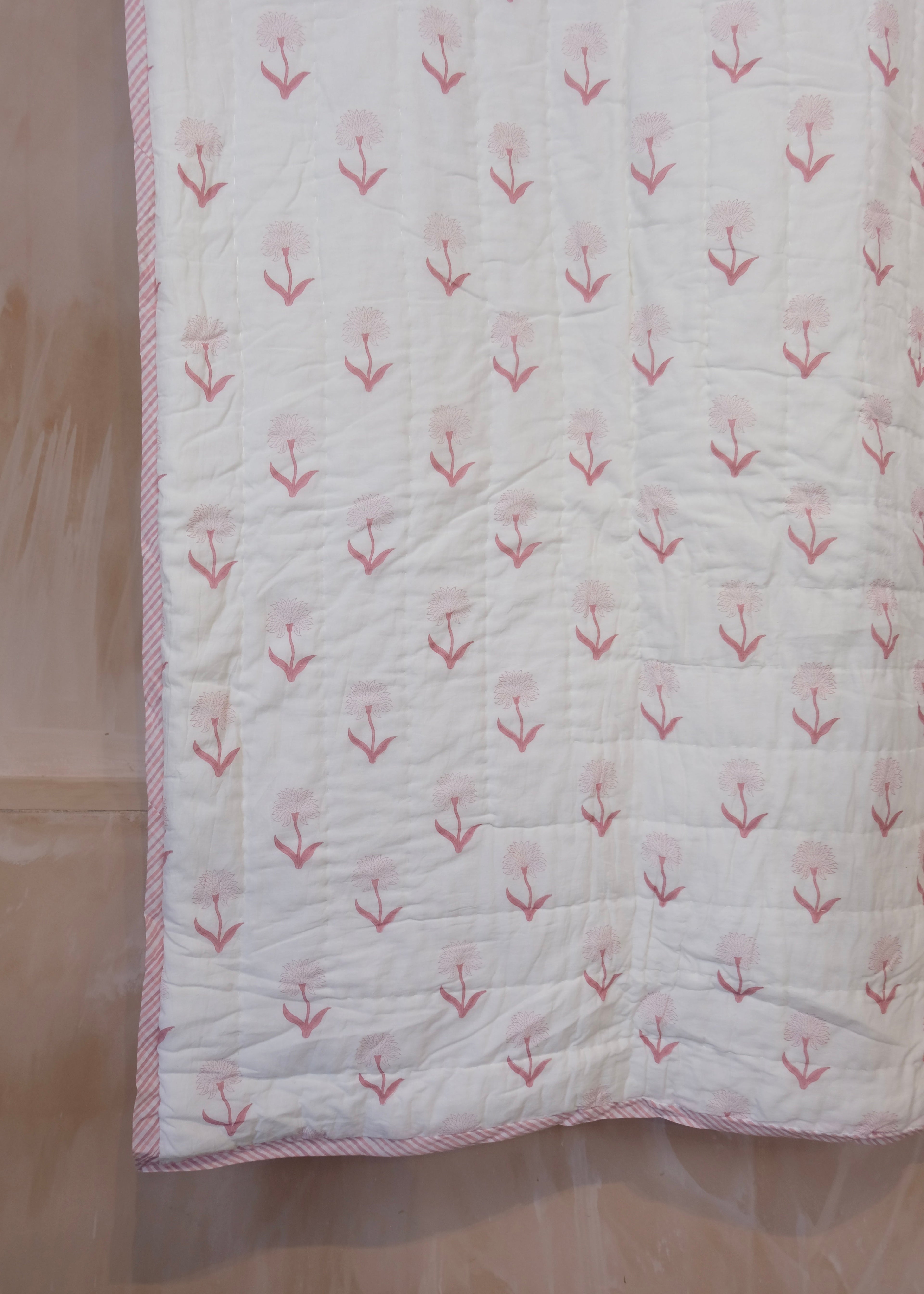 Pink Organic Cotton Toddler Quilt
