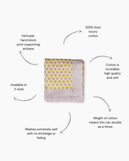 Yellow Floral Block Print Cotton Tablecloth