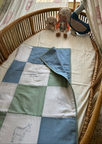 Farmyard Patchwork Baby Quilt - Blue / green