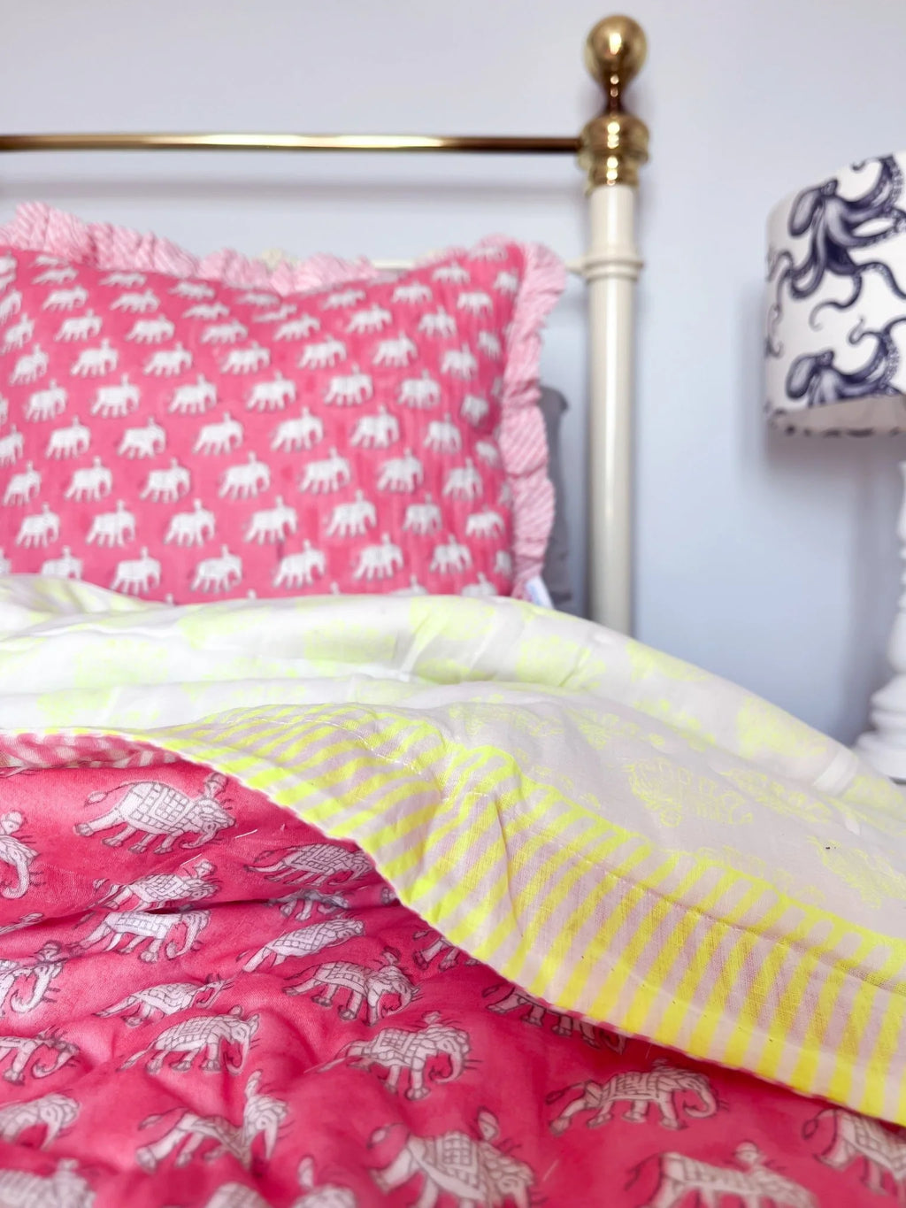 BLOCK PRINT HEIRLOOM QUILT | ESTHA IN NEON - King Size