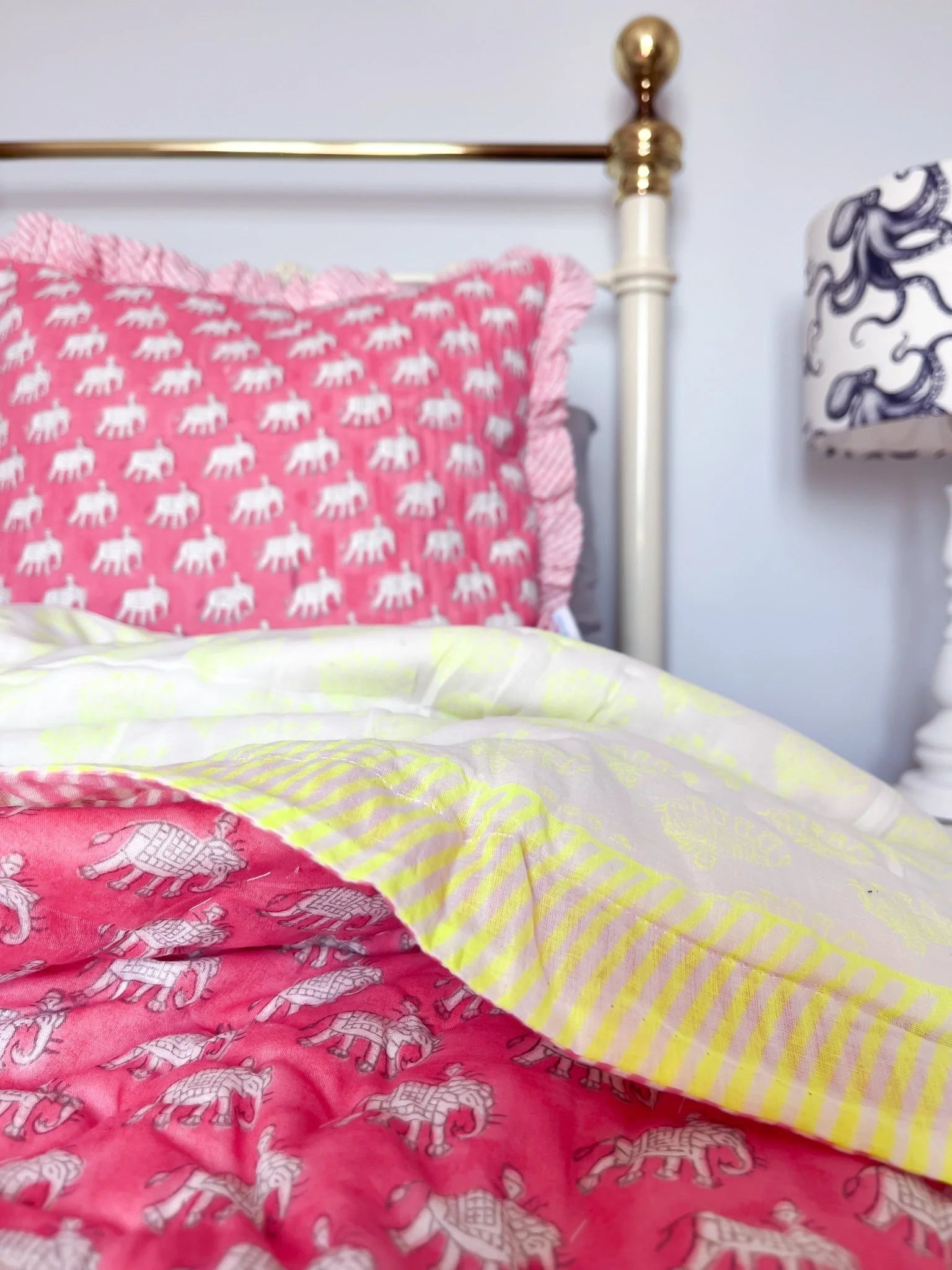 BLOCK PRINT HEIRLOOM QUILT | ESTHA IN NEON - King Size