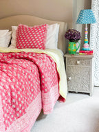 BLOCK PRINT HEIRLOOM QUILT | ESTHA IN NEON - King Size