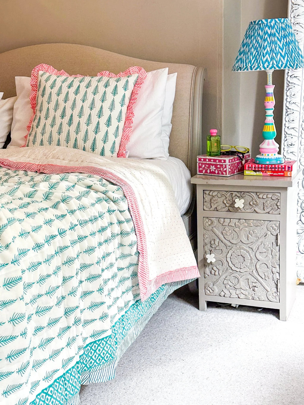 BLOCK PRINT HEIRLOOM QUILT | RAHEL - King Size